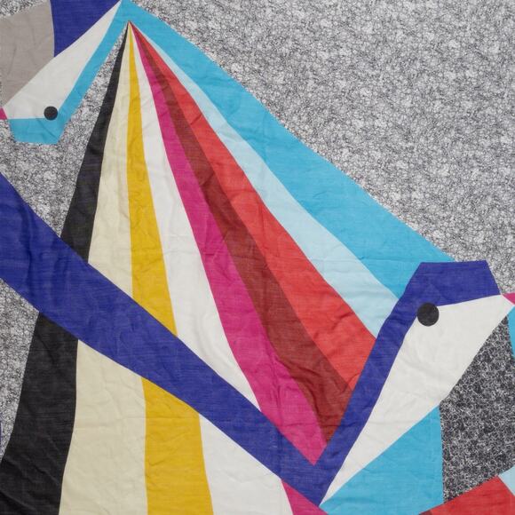 FENDI Abstract Geometric Birds Wool/Silk Square Scarf Shawl - Picture 2 of 9